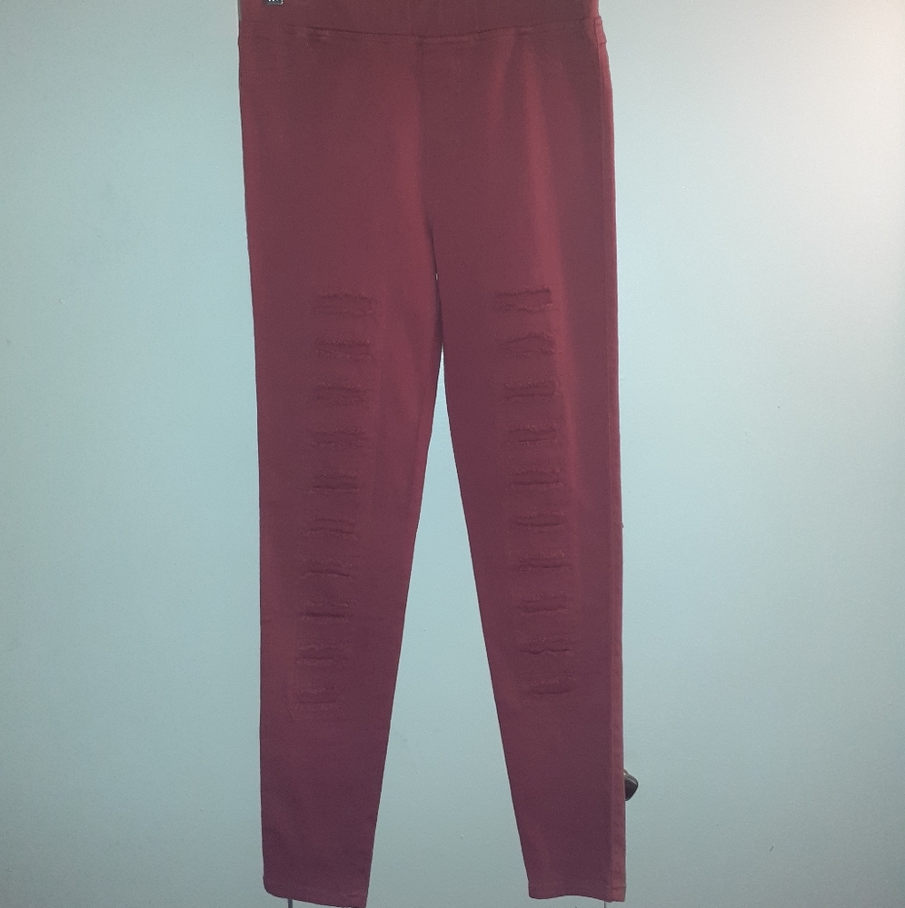 Red Distressed Jeggings